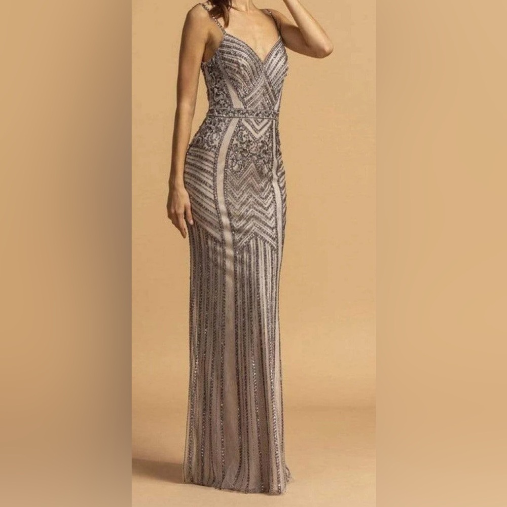 Spaghetti Strap Beaded Sheath Dress